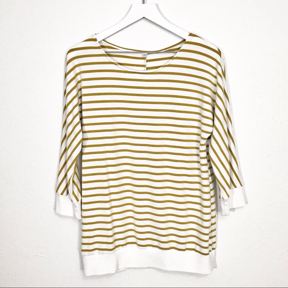 White & Gold Stripe Slouchy Sweatshirt